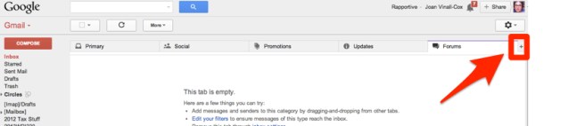 gmail's tabs and where to click to start changing them