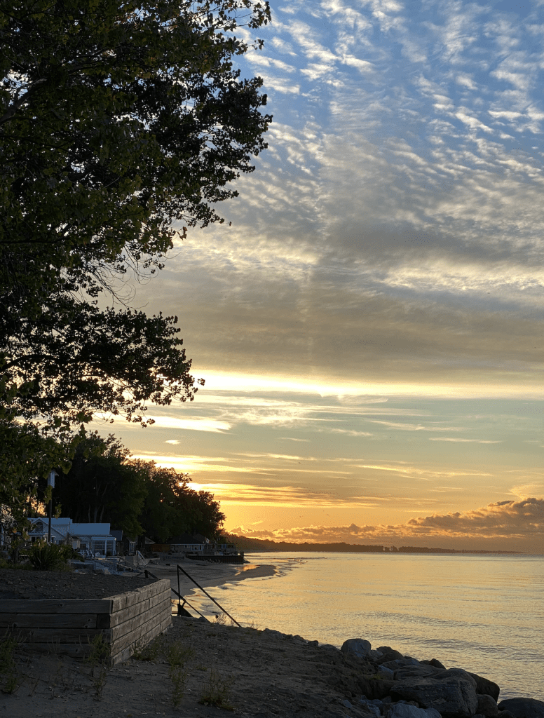 Summer lake at sunset